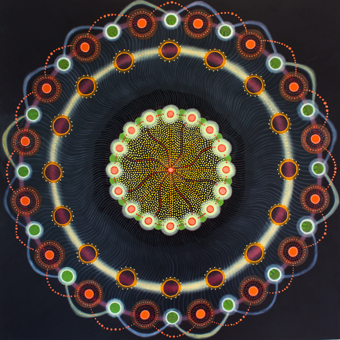life energy mandala #238, oil on panel, 30x30 inches, commission
